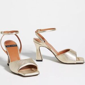 Angel Alarcon Puffy Square-Toe Ankle-Strap Heels, Size 39